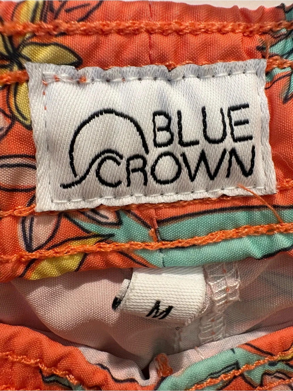 Blue Crown Tropical Flamingo Swim Trunks Men’s Medium Orange Beach Shorts